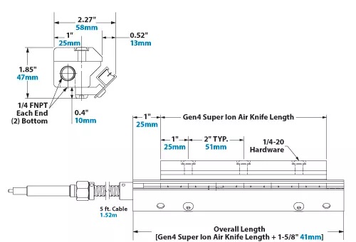 Gen4 Super Ion Air Knife Dimensions Gen4 Super Ion Air Knife Dimensions
