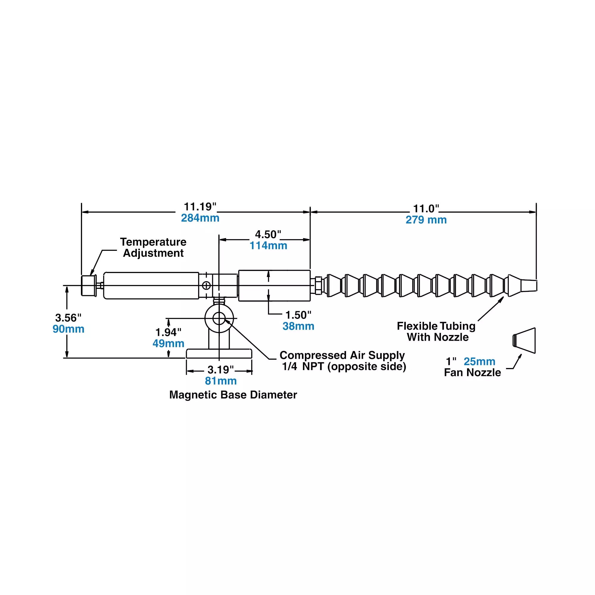 Adjustable Spot Cooler Dimensions asc_dim