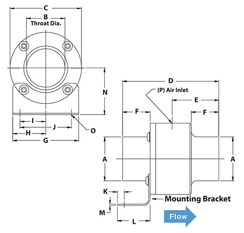 EXAIR Line Vac Dimensions