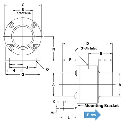 EXAIR Line Vac Dimensions