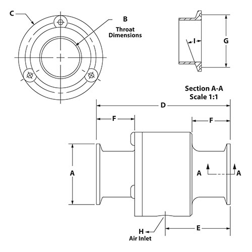 Sanitary Flange Line Vac Dimensions