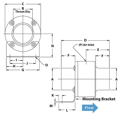 EXAIR Line Vac Dimensions